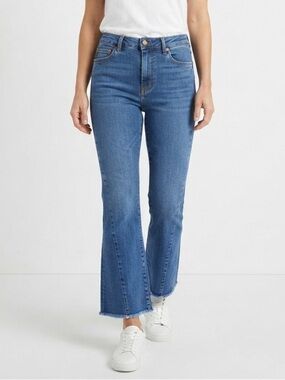 Pilcro High Rise Flare Jeans Size 25 Medium Wash Raw Hem